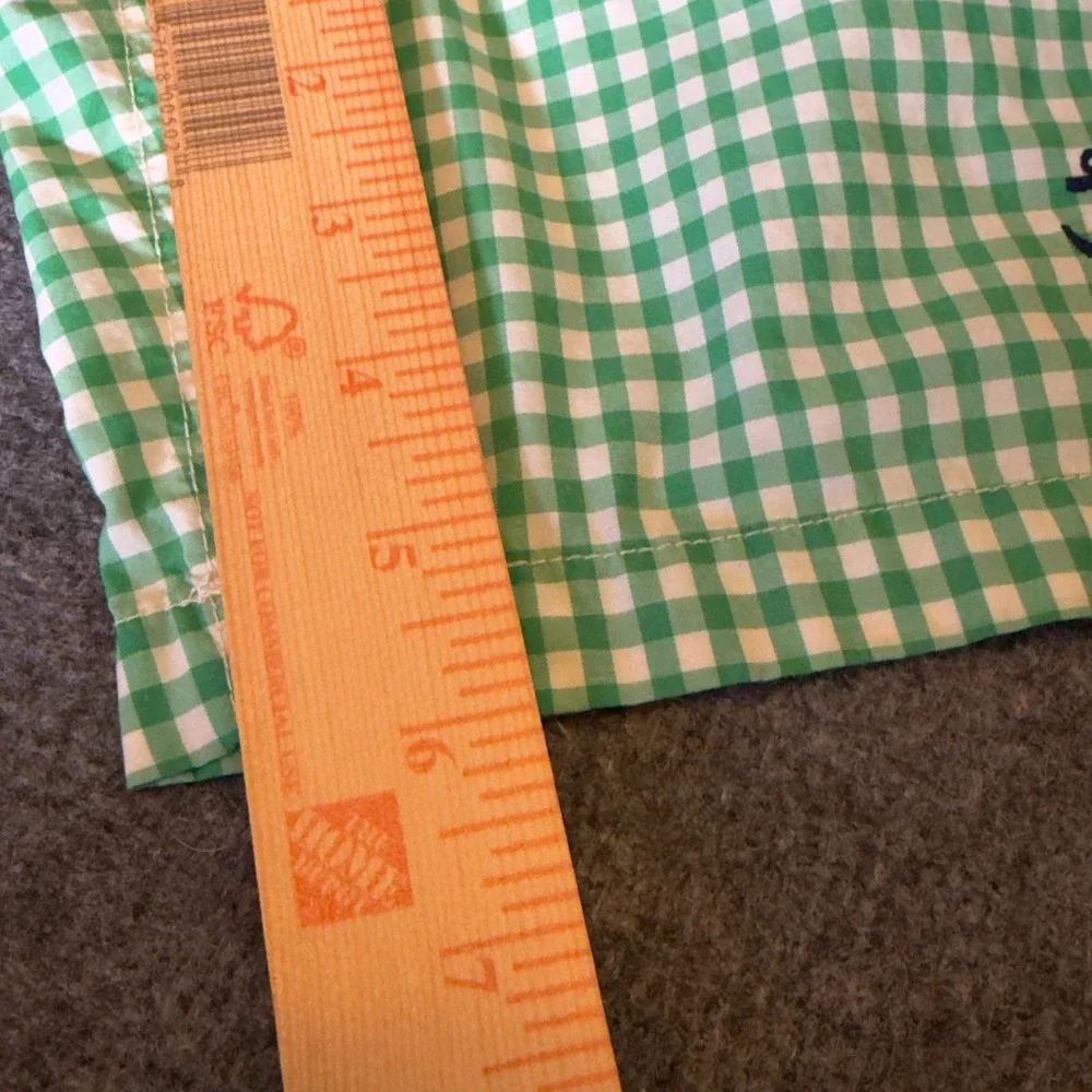 Polo Ralph Lauren Mens XL‎ Swim Trunks Green Gingham Anchor Embroidered Shorts